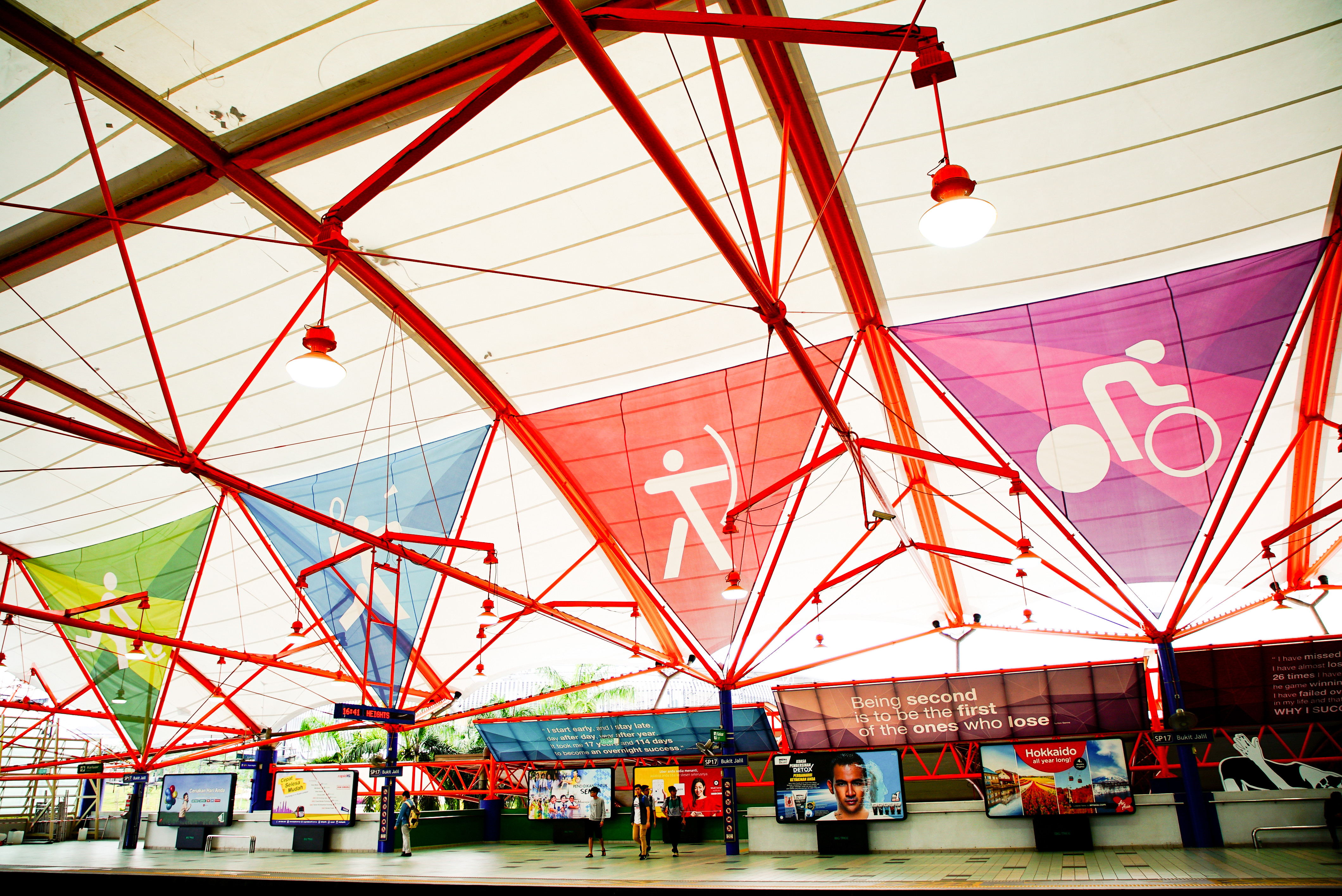 Sporting symbols adorning the LRT station.