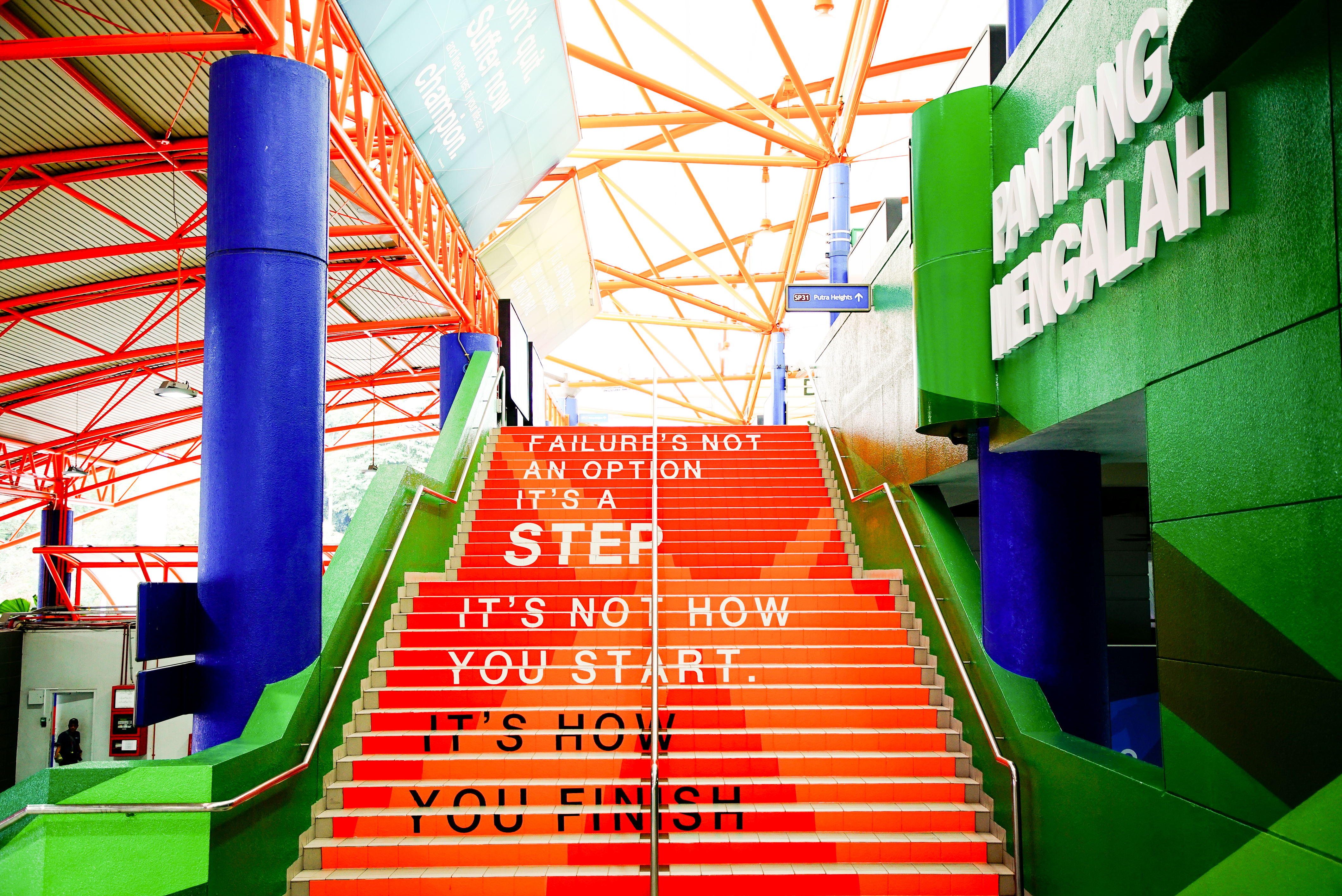 Take the stairs ok, don't take the escalator.