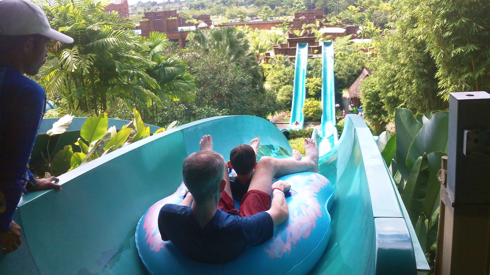 You can laze around the pool or play all the fun water slides.