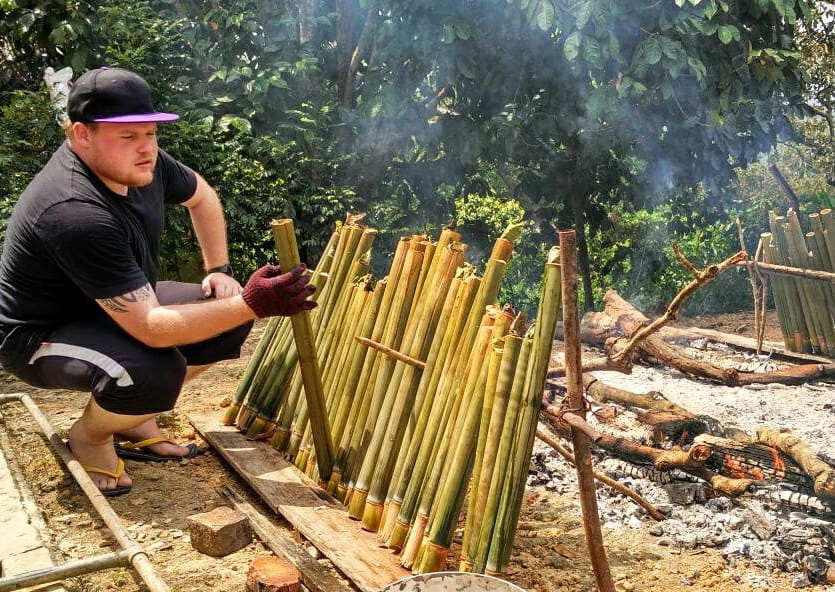 Even Rhys has attempted something we've never done before - cooking Lemang.