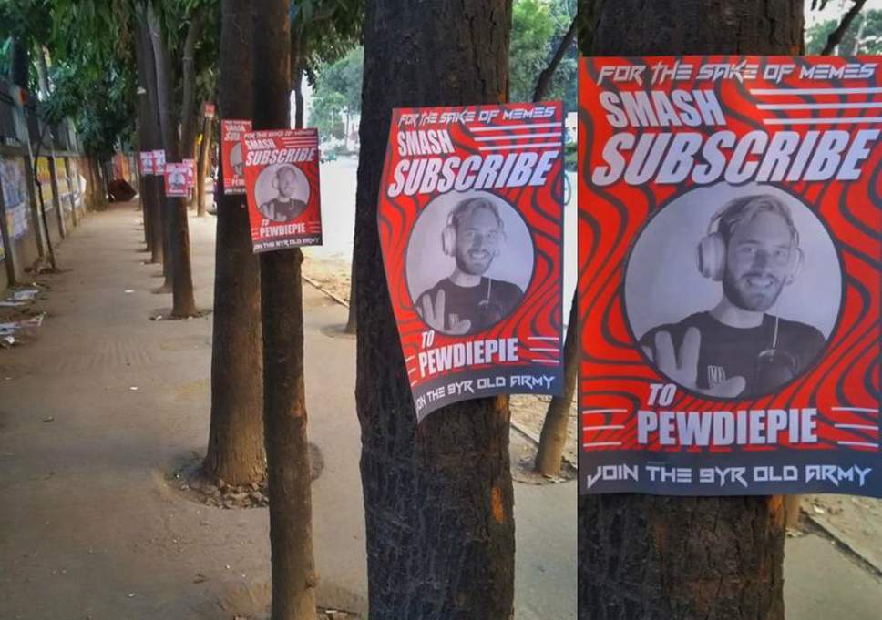 Fans in Bangladesh placed posters of PewDiePie around their local neighbourhood