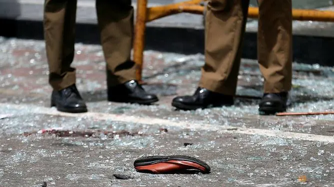 One of the victim's shoe left in front of St Anthony's Church.