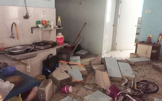 Walls completely ripped off.