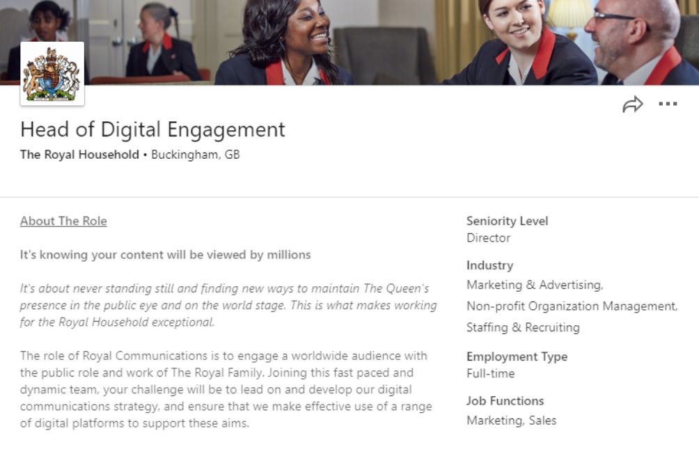 The Royal Household LinkedIn Have you applied?
