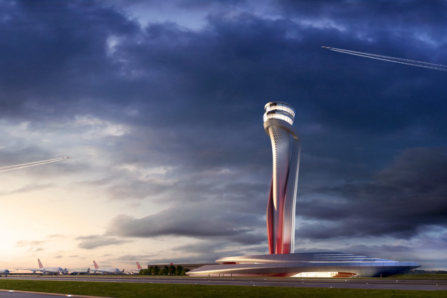 Menara kawalan udara berbentuk tulip.
