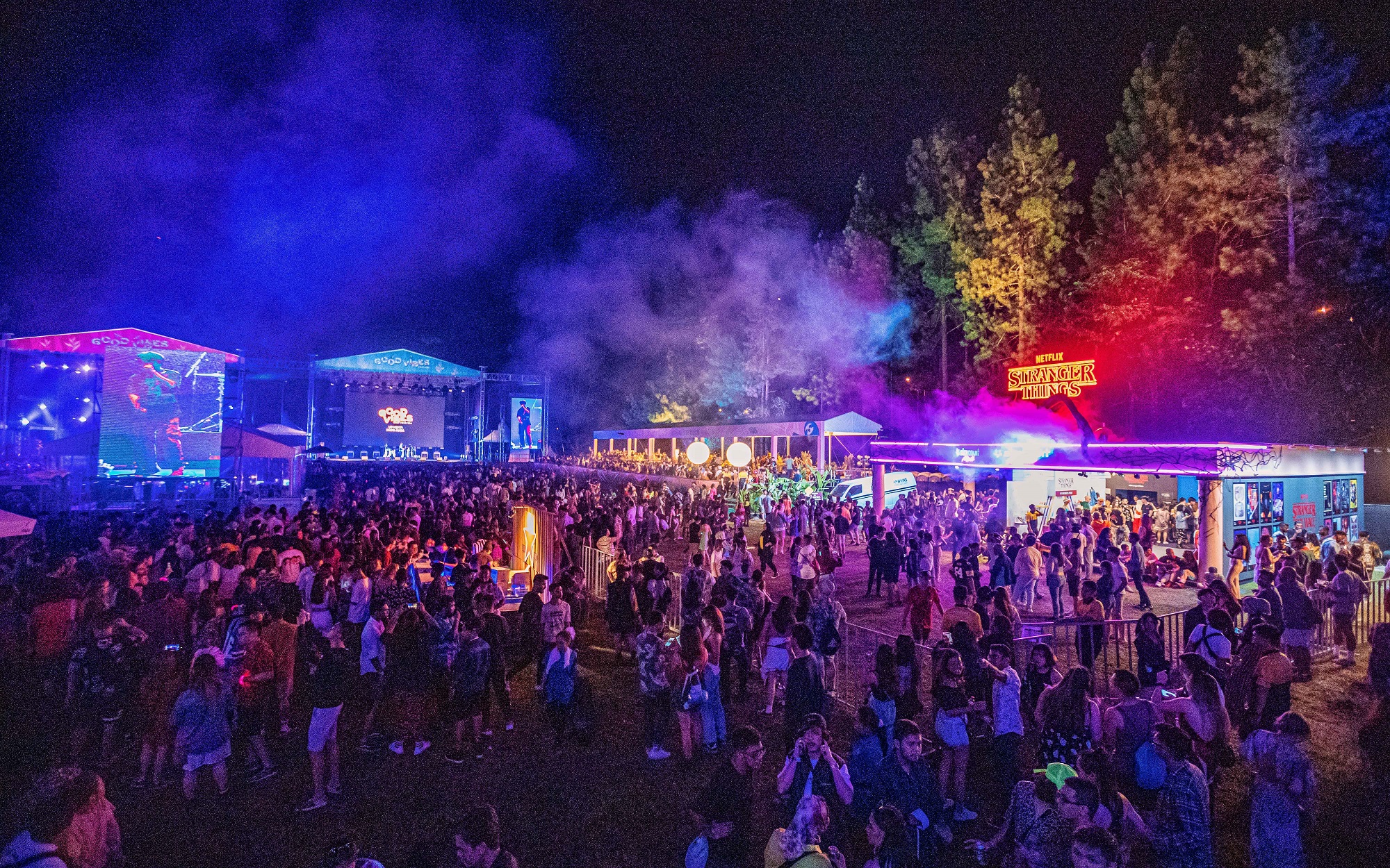 The installation looks even more epic at night.