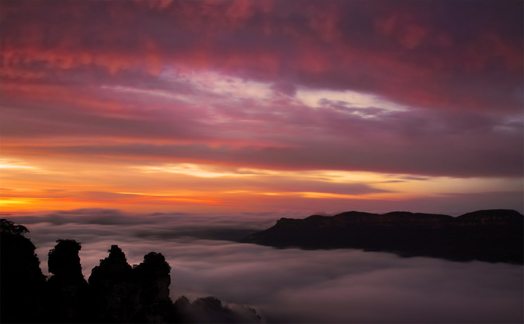 You'll be lost for words watching the sunrise from Echo Point, Katoomba.