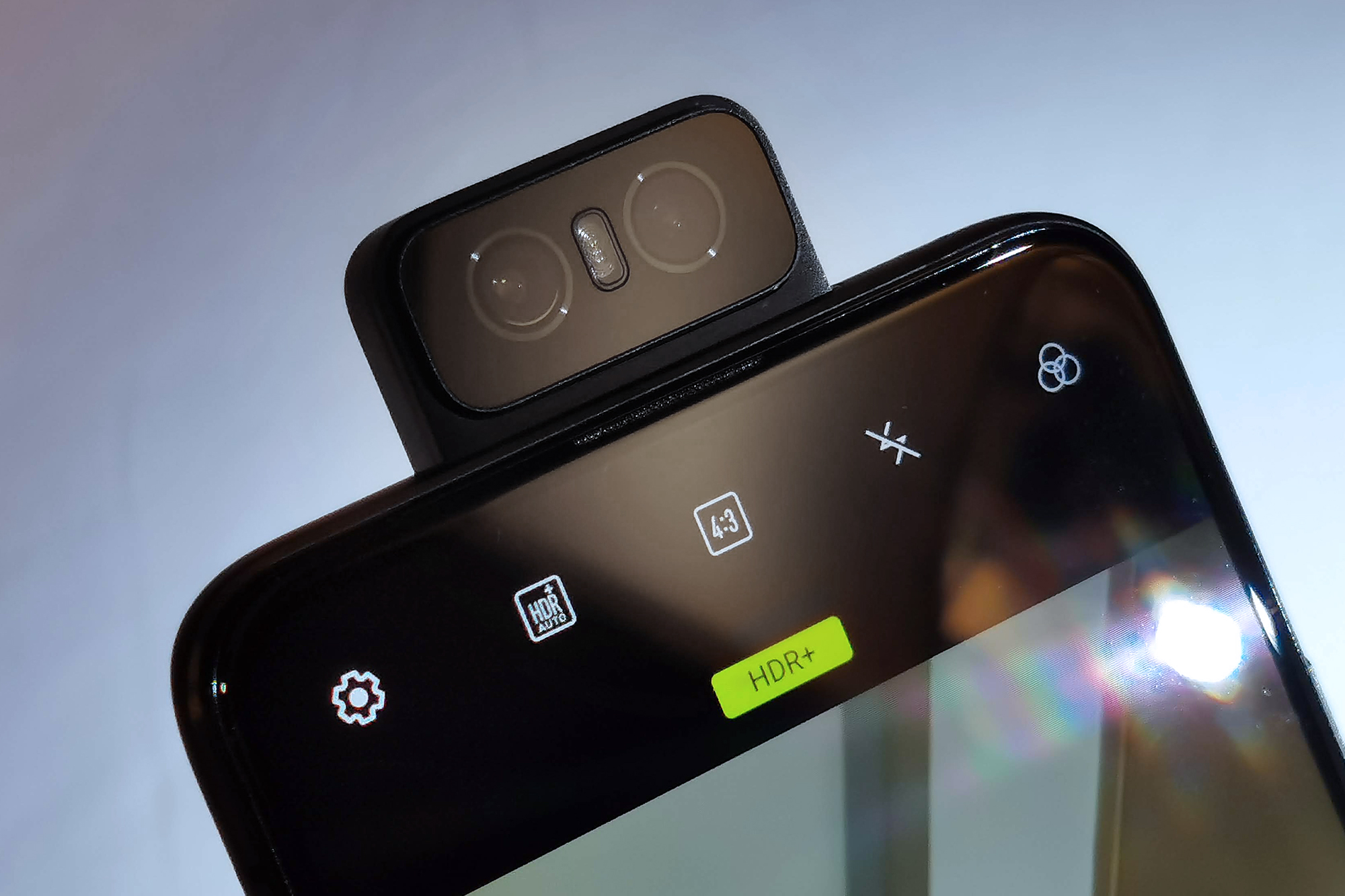 The camera flips depending on the mode you select.