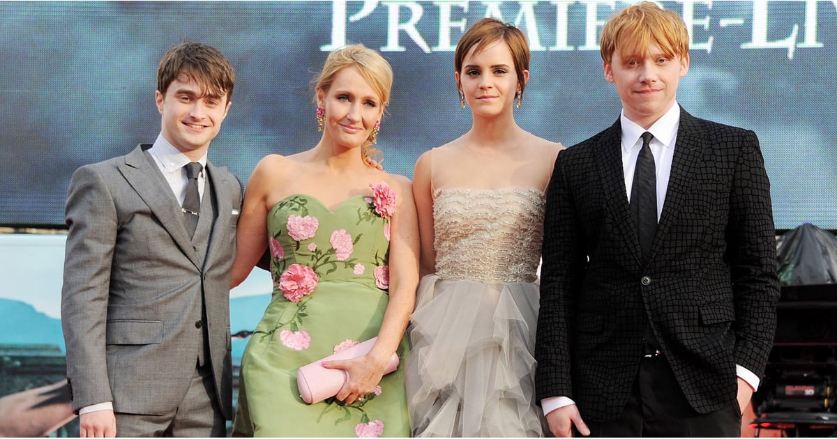 J.K. Rowling with the cast of 'Harry Potter'.