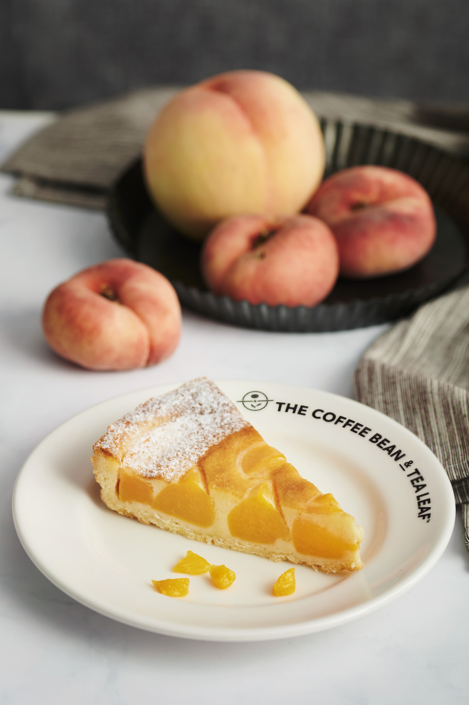 A slice of sweet Peaches & Cream Tart.