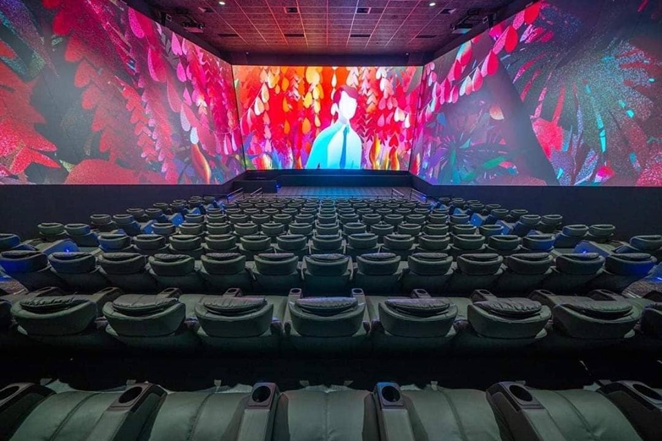 Watching a movie in style.