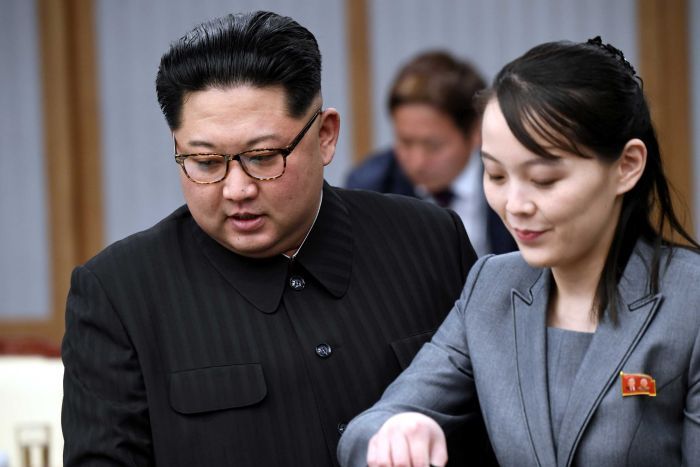 Kim Jong Un with his sister, Kim Yo Jong who is believed to be his successor