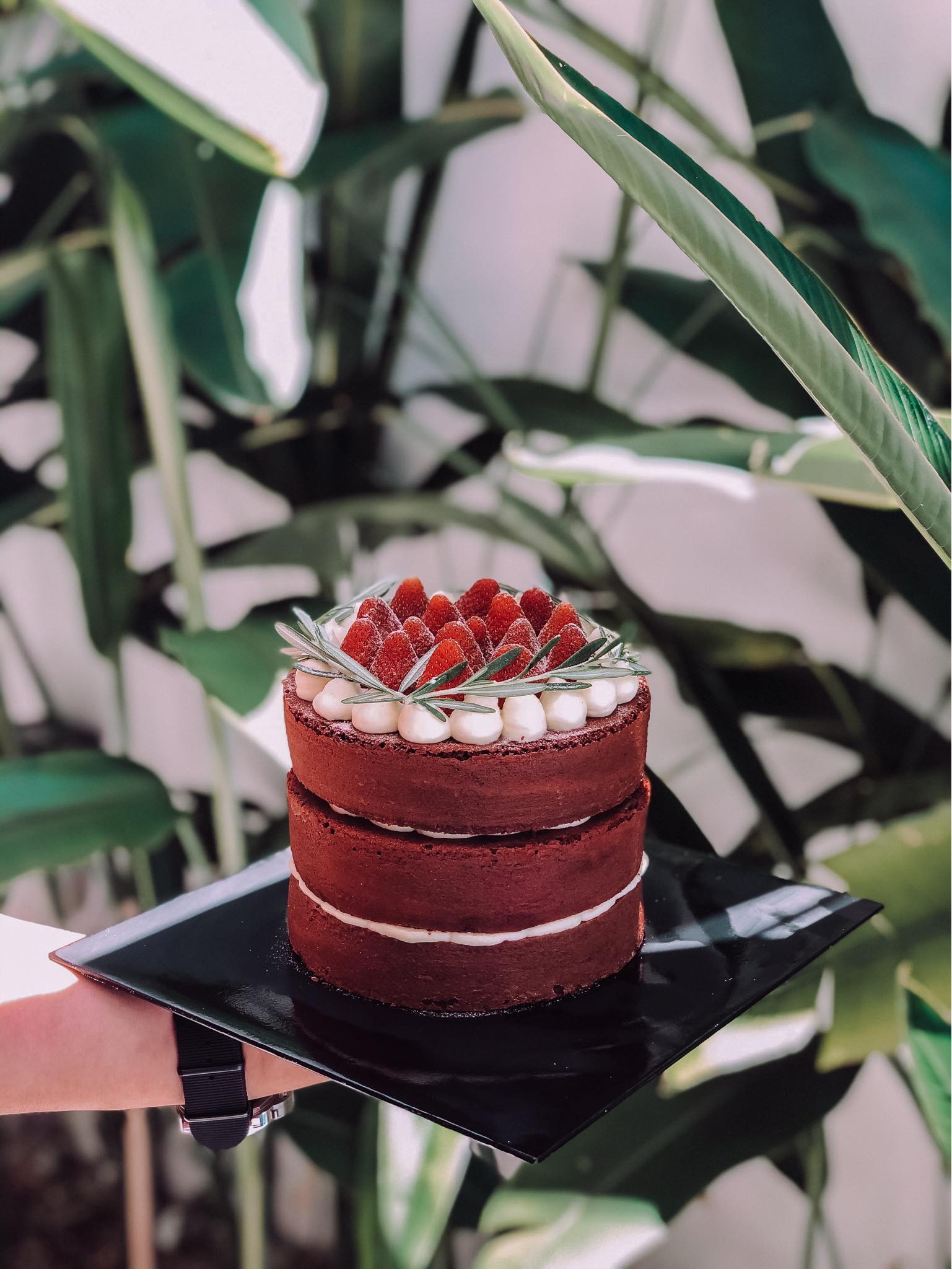 Roots Dessert Bar Chocolate Brownie Tower.