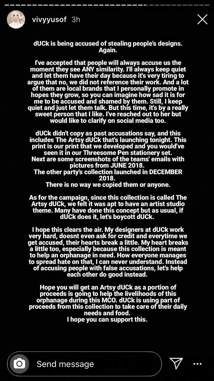 Vivy's response to the plagarism accusation.