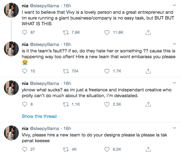 Nia appears to be really upset about the whole situation.