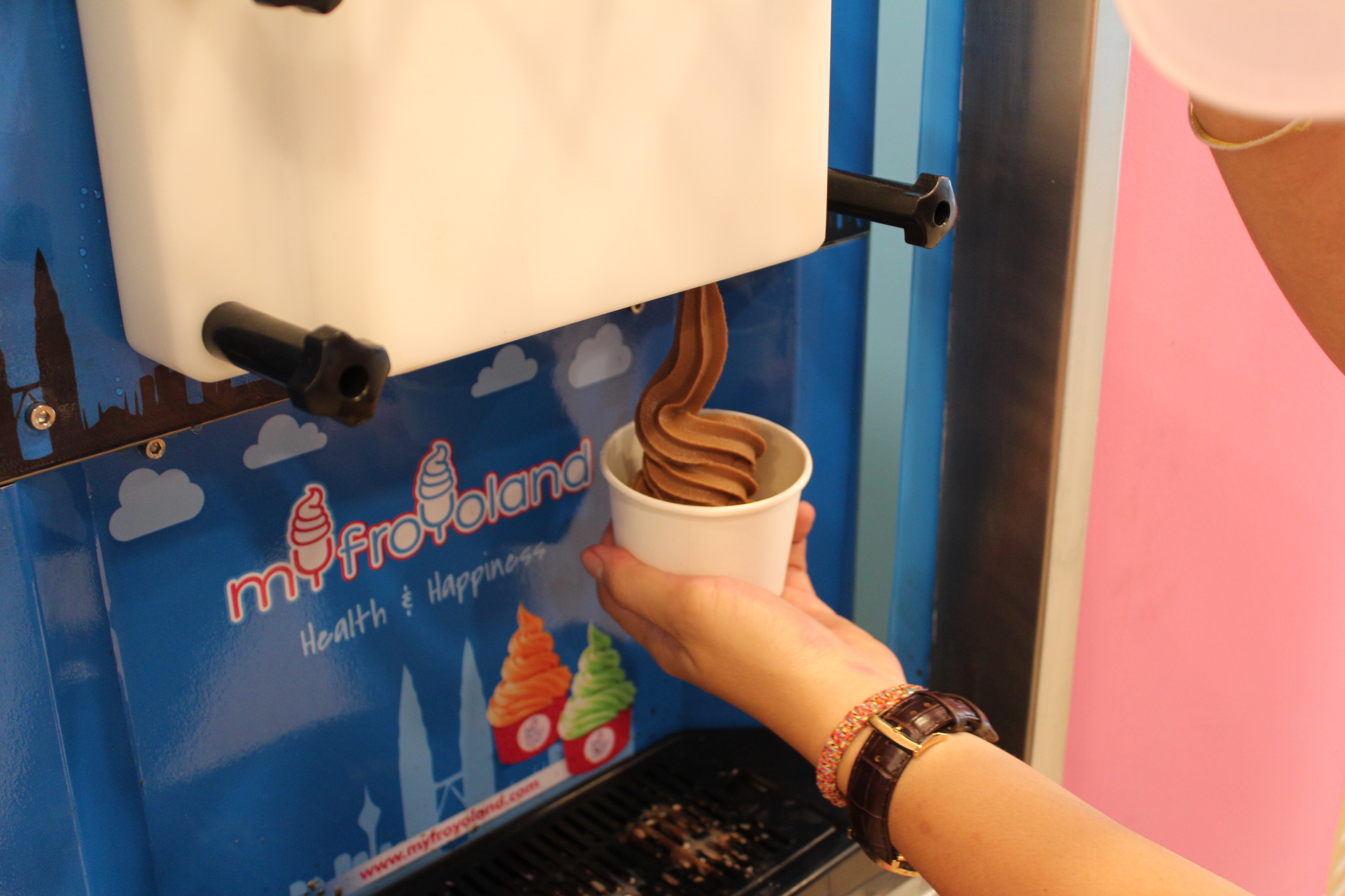 It's quite fun self-serving the frozen yoghurts.
