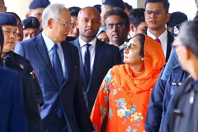 Najib and Rosmah during one of the 1MDB trials