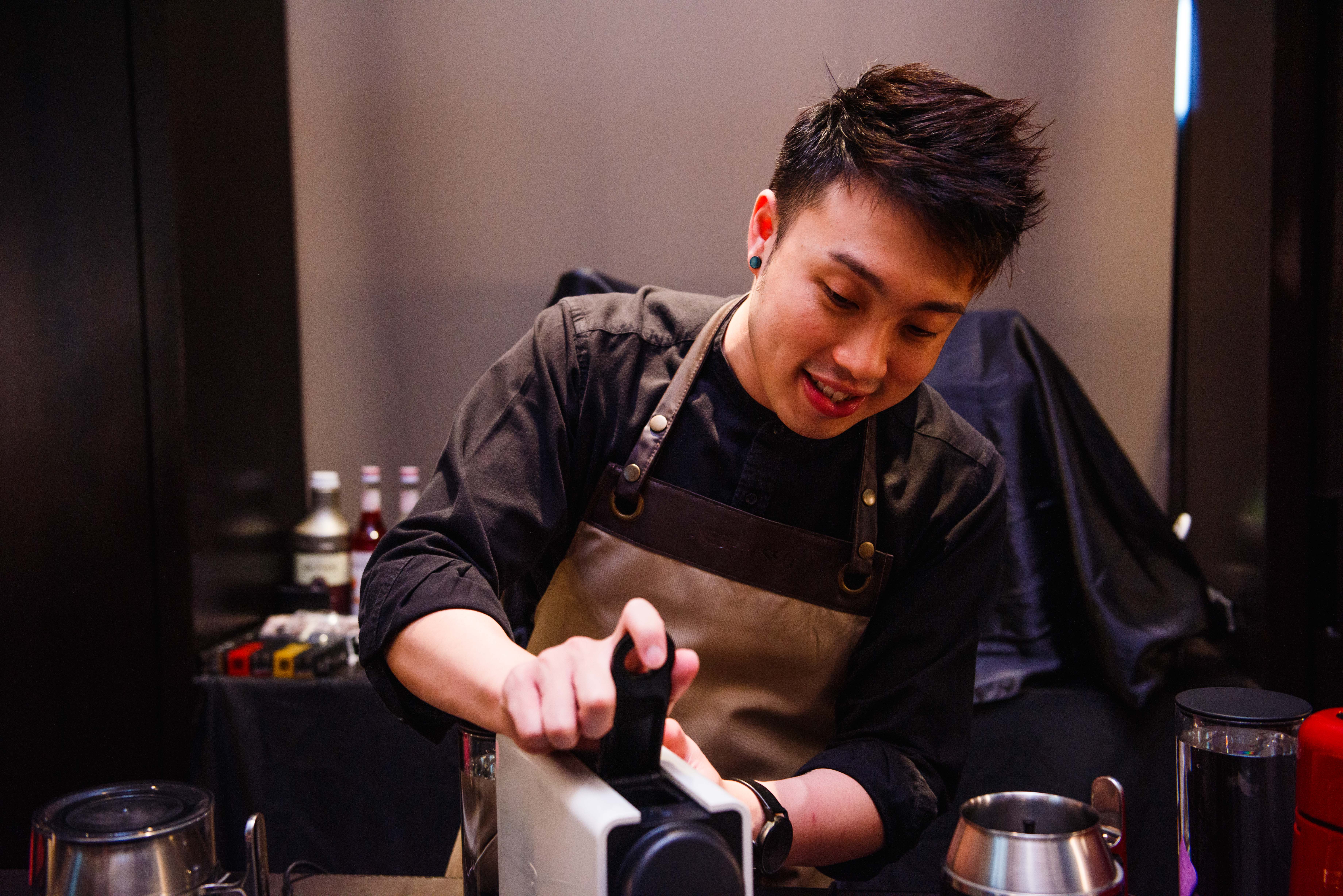 Award-winning barista Shaun Liew showing guests how it's done