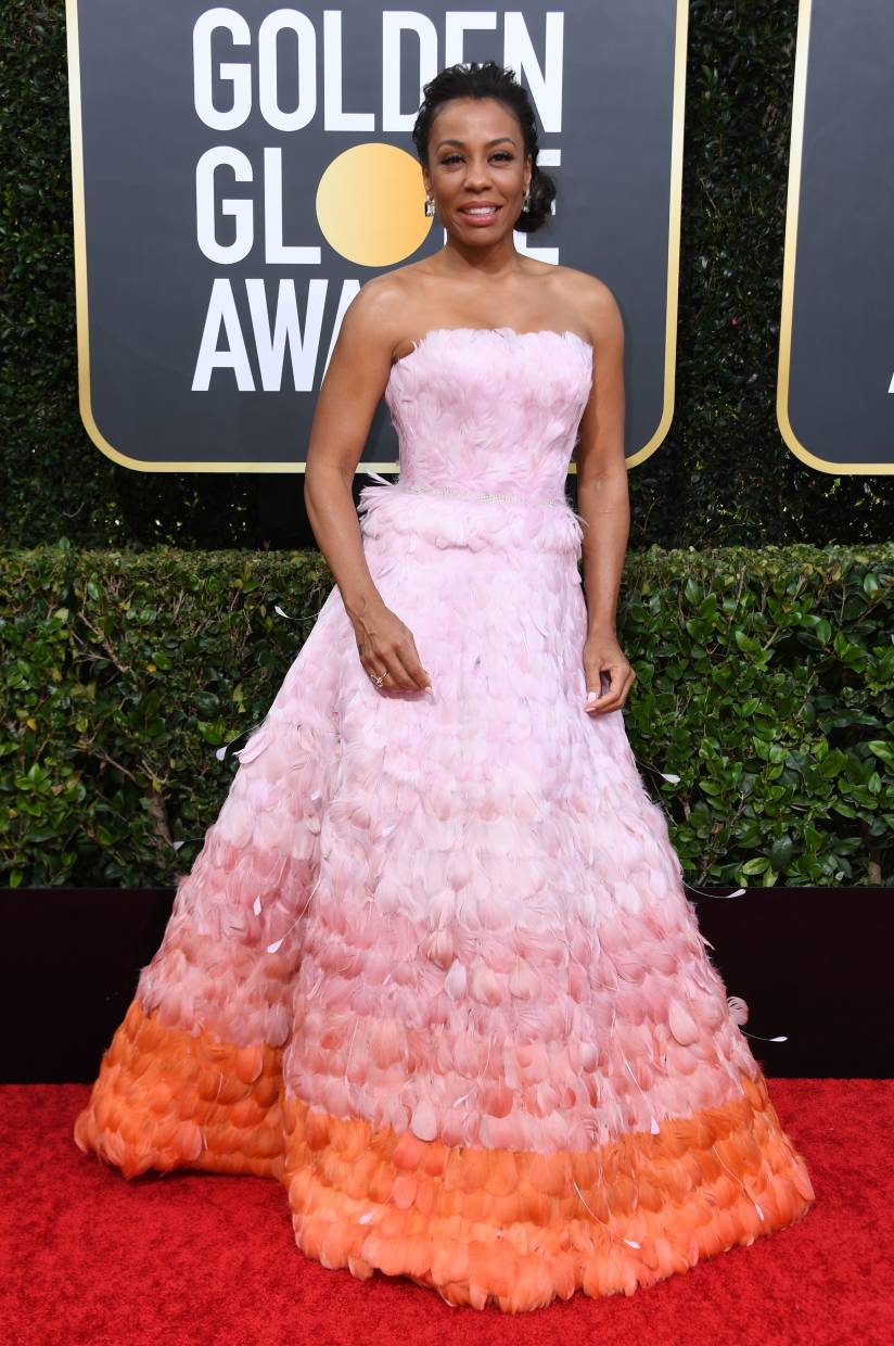 Karen Pittman wearing the dress dubbed the 'Bianca Gown'.