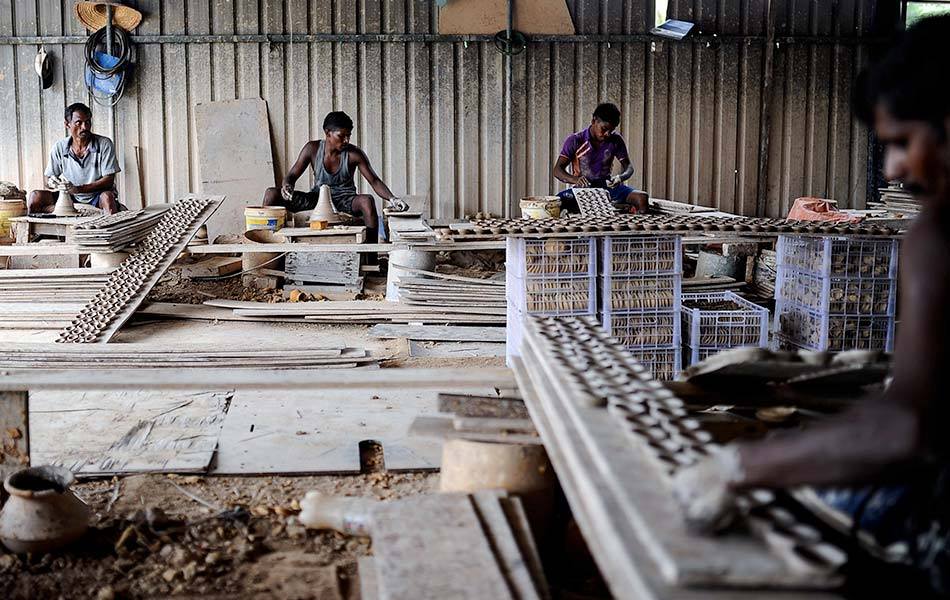 The workers hard at work.