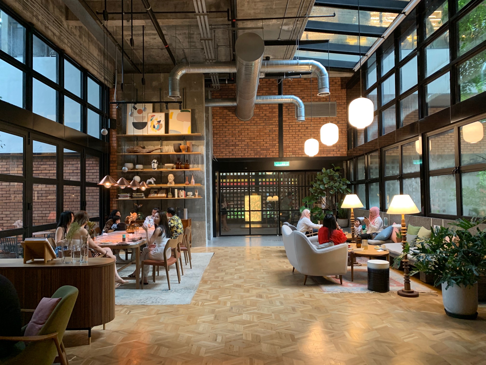 The lounge where you can hang out for coffee while waiting to get checked in.