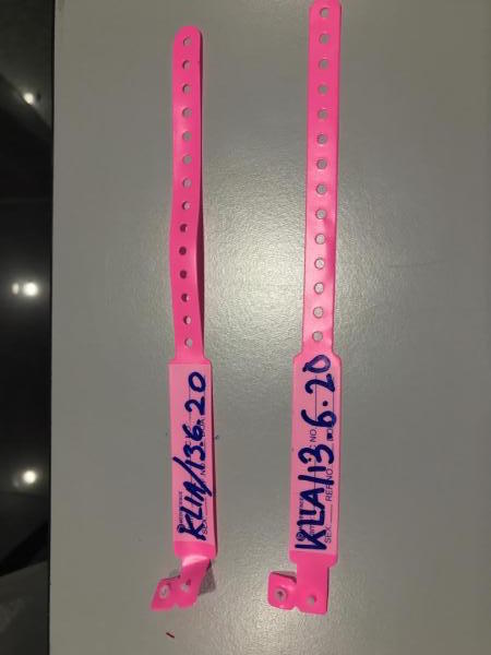 The viral pink wristband.