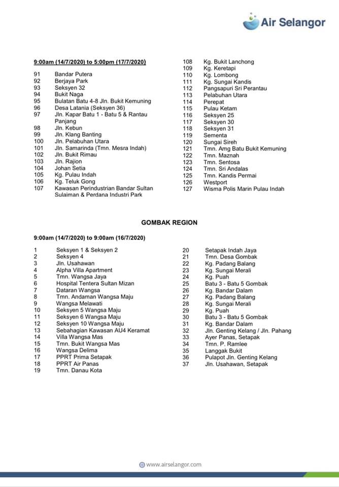 Affected areas.
