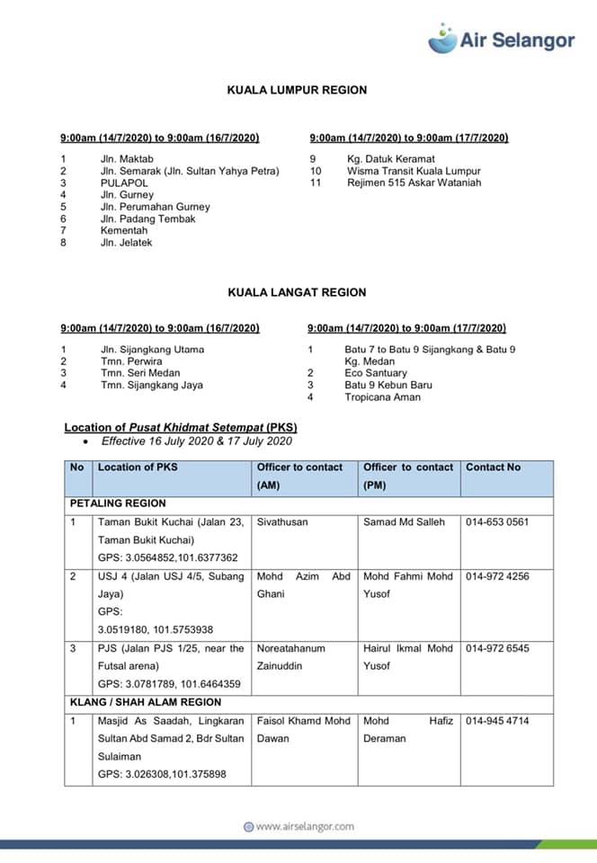 Affected areas.