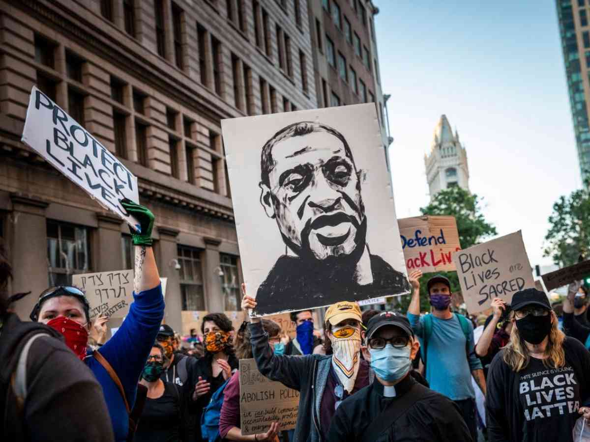 Protesters marching in the name of George Floyd in US.