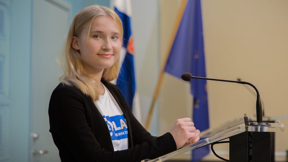 Aava Murto during her speech