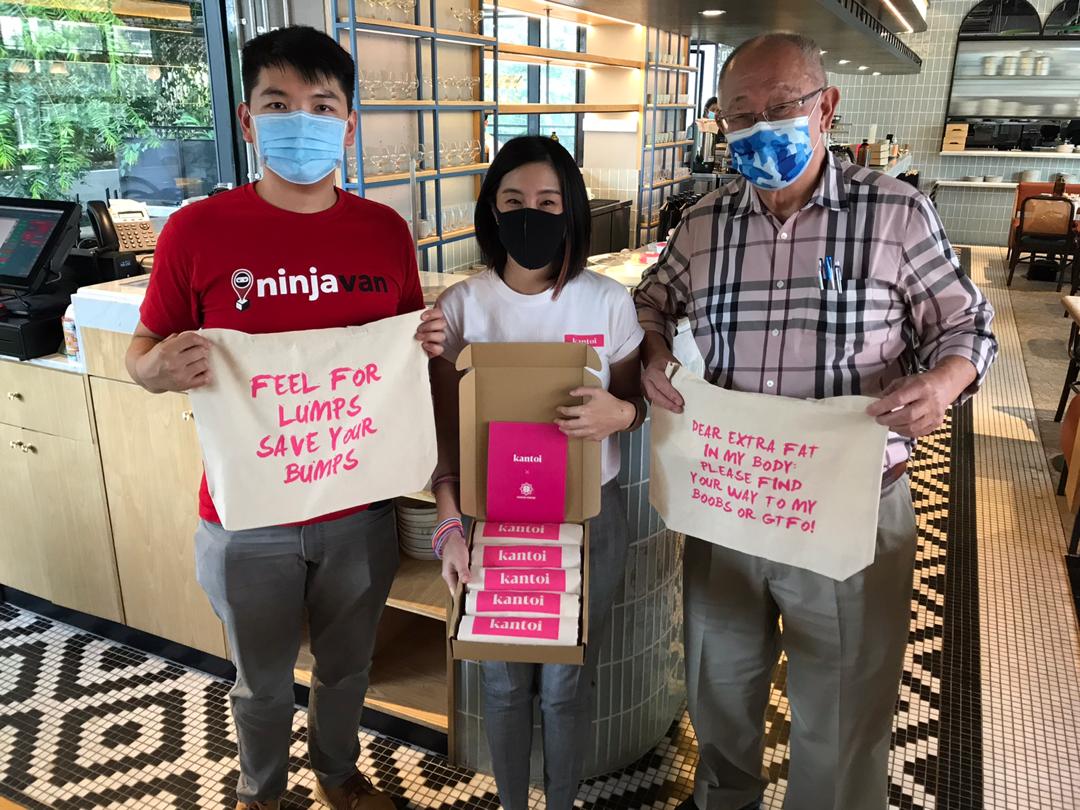 (L-R) Ninja Van COO Lin Zheng, Kantoi founder Min Lim and Head of Tung Shin Hospital’s Cancer Centre, Dr Tan Meng Kuan