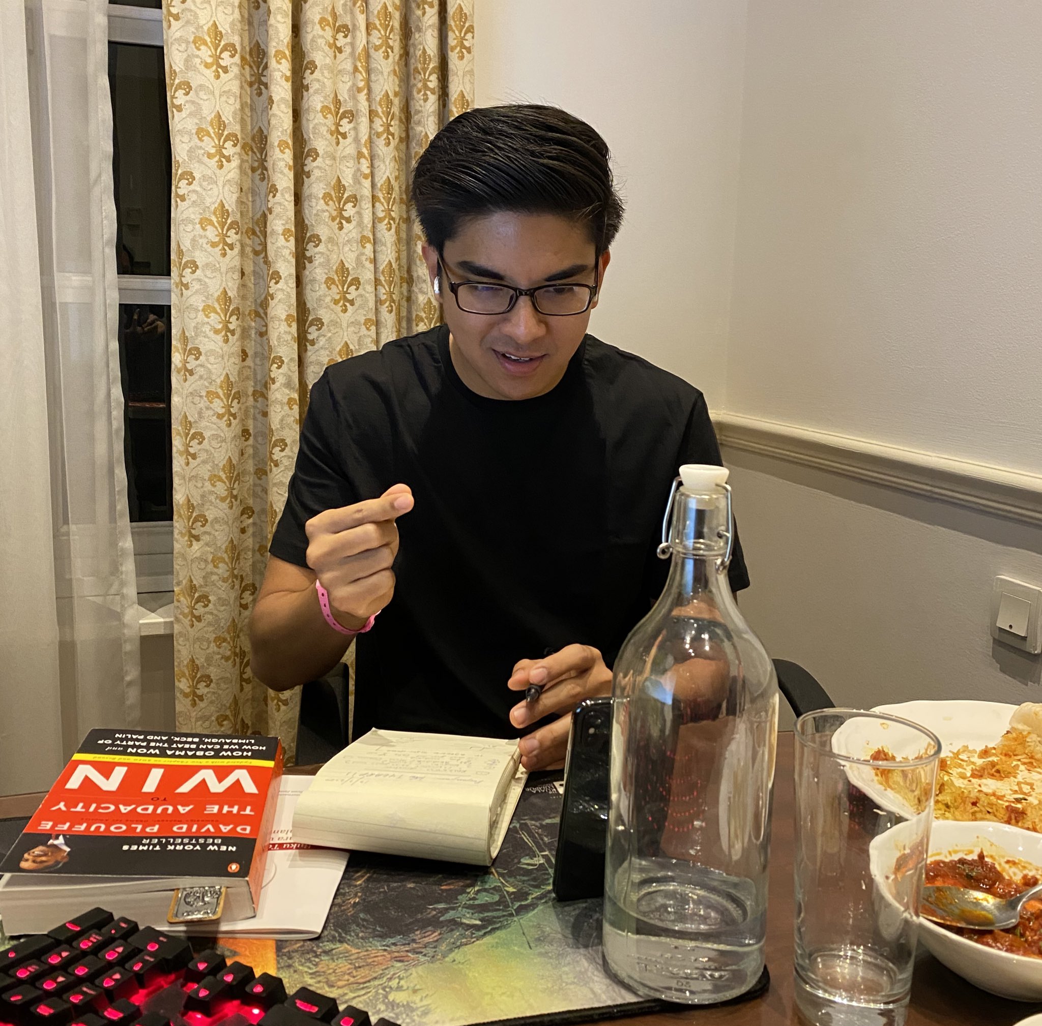Syed Saddiq joining an online discussion.