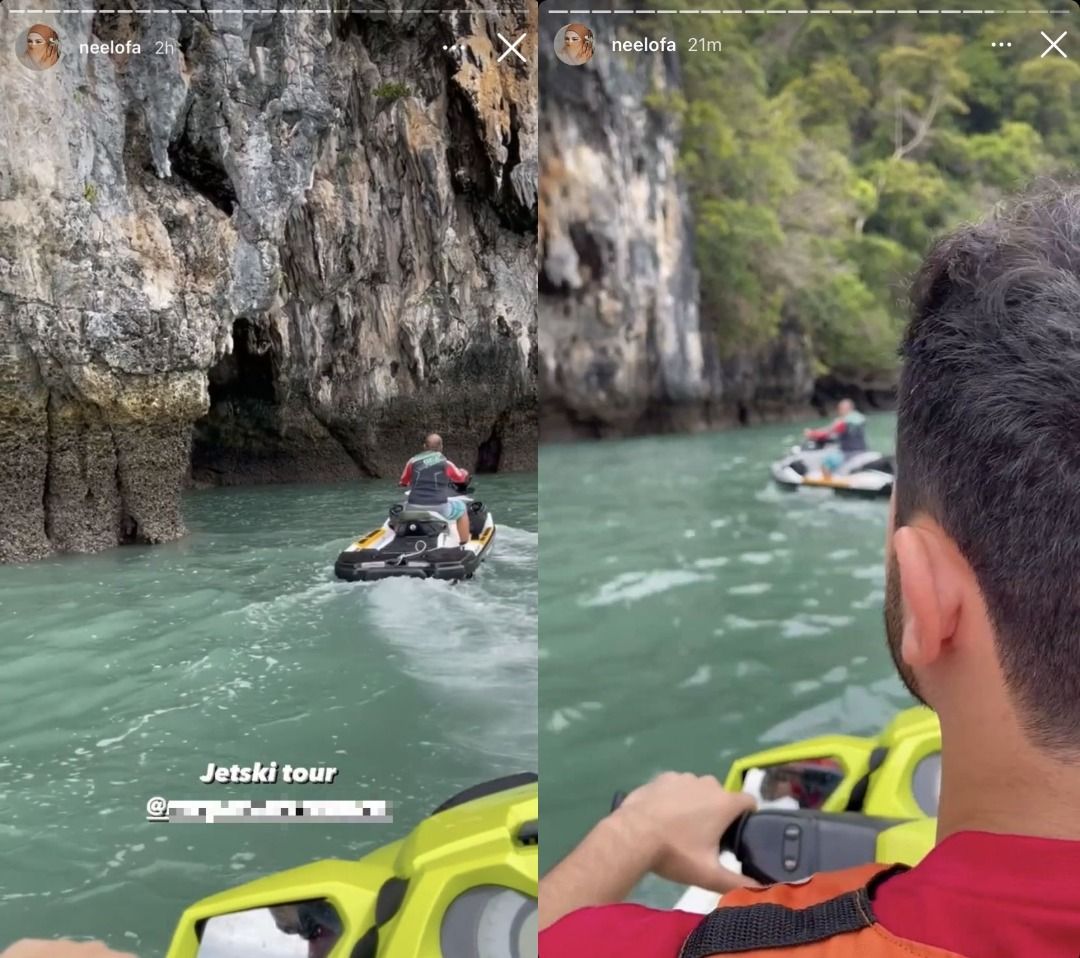She was also seen playing watersports in the island.