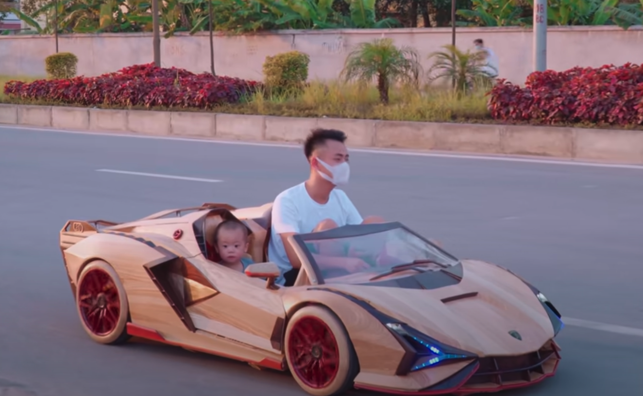 Daddy and son go vroom.