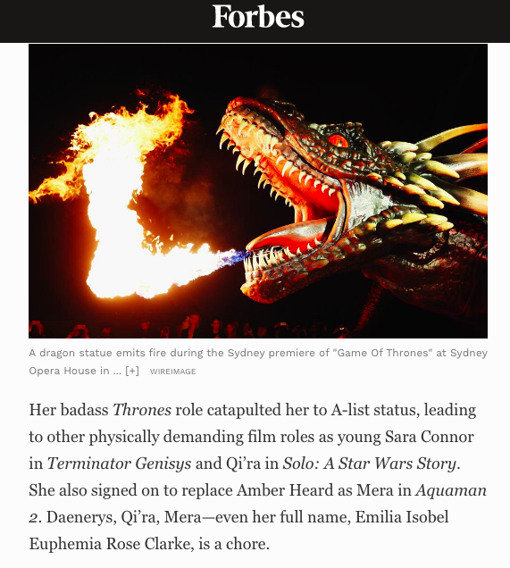 Screenshot of the Forbes' article.