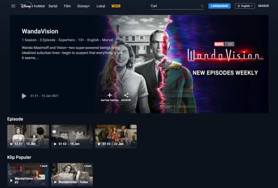 Disney+hotstar in Indonesia.