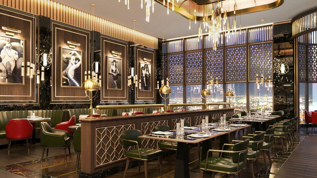 The interior of the restaurant.