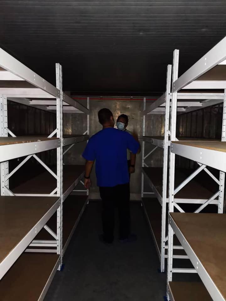 The inside on containers where COVID-19 victim bodies are stored