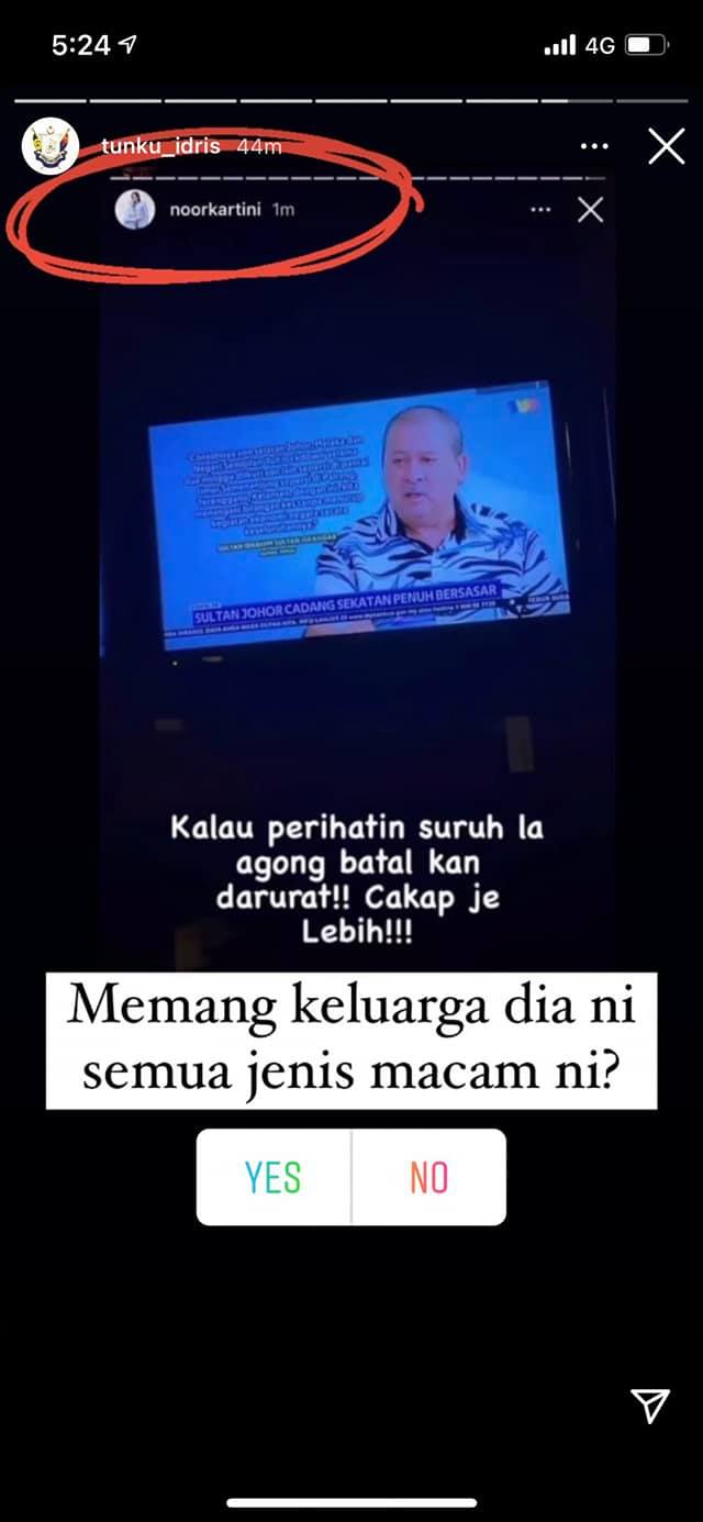 The IG Story that has since been deleted.