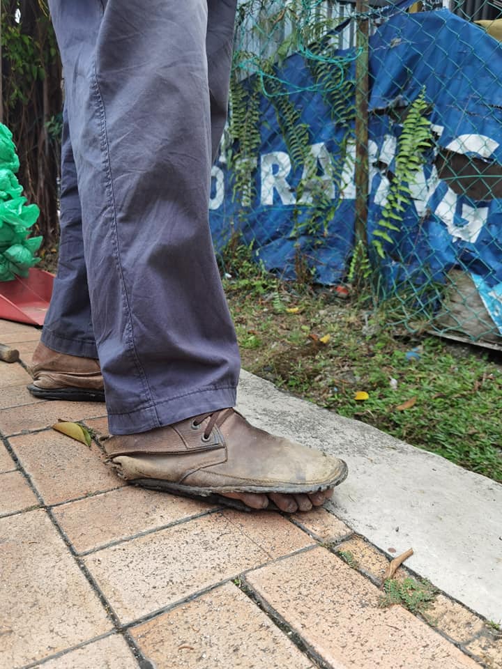 The Uncle and his worn out shoes.