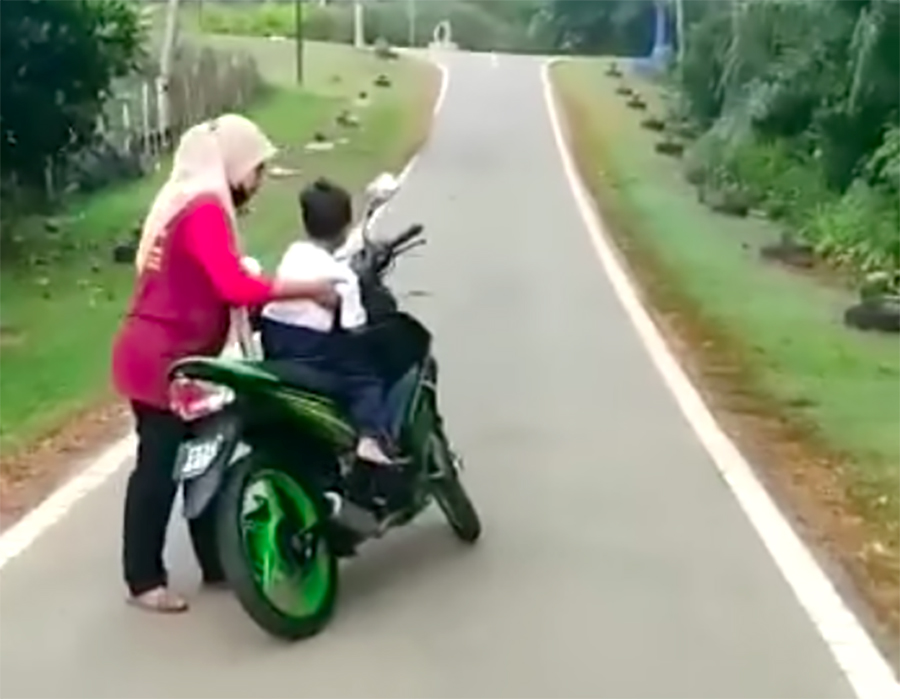 It took a motorcycle to catch up to the boy.
