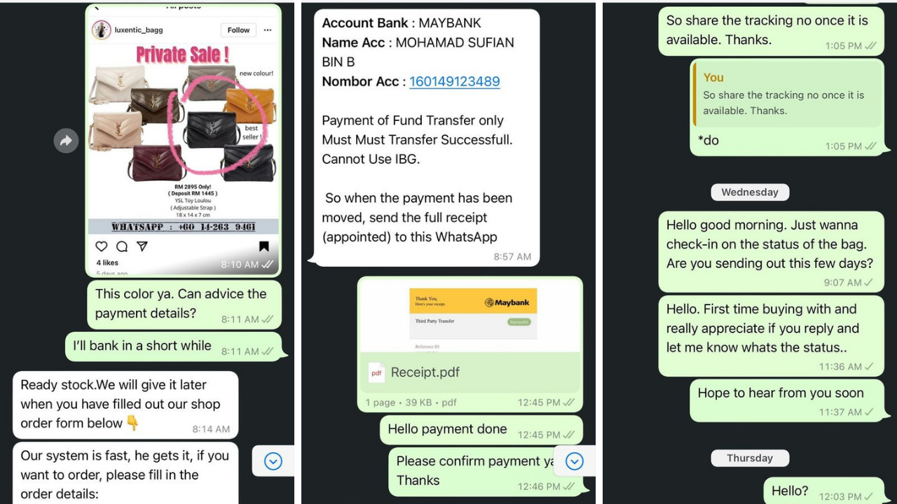 luxury bag scammer malaysia