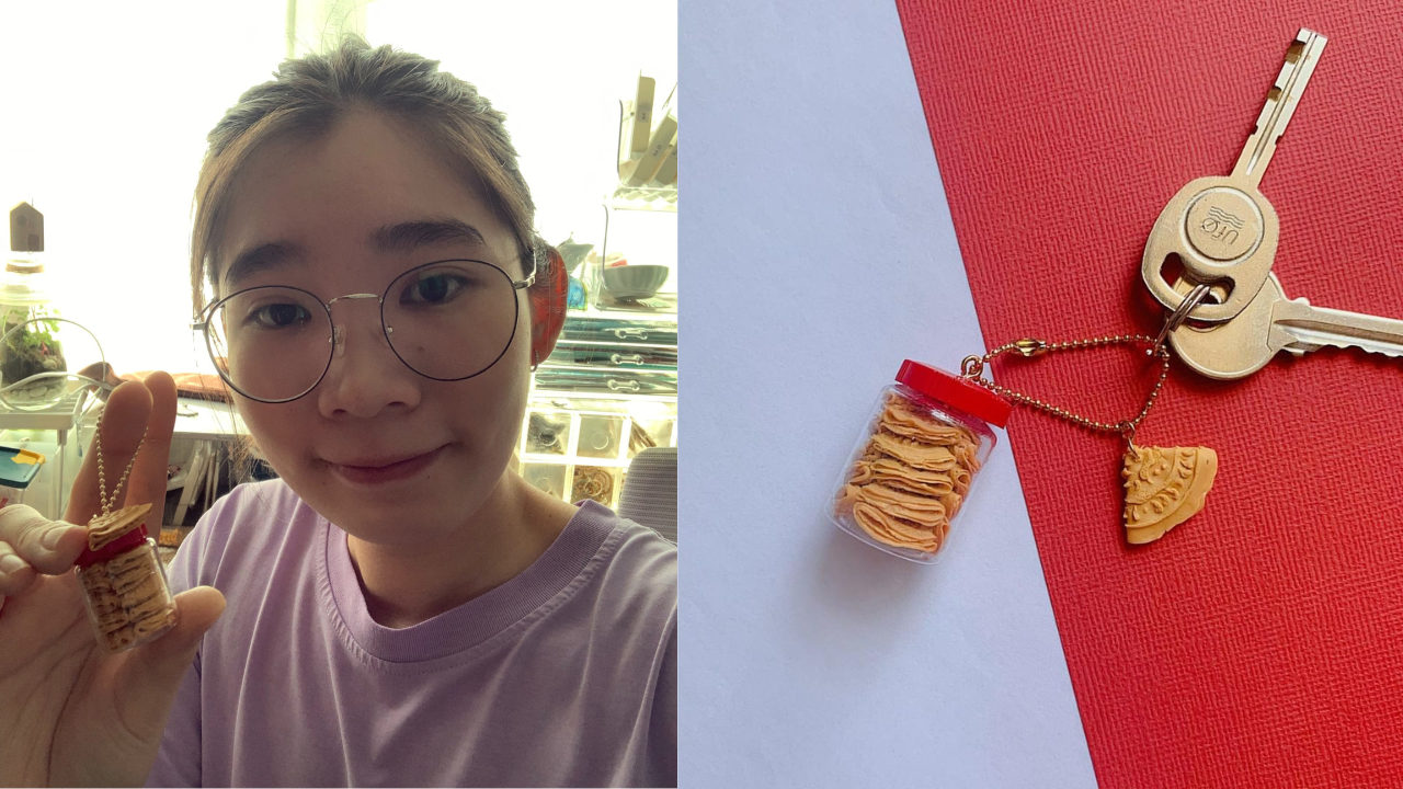joyee with kuih kapit earrings