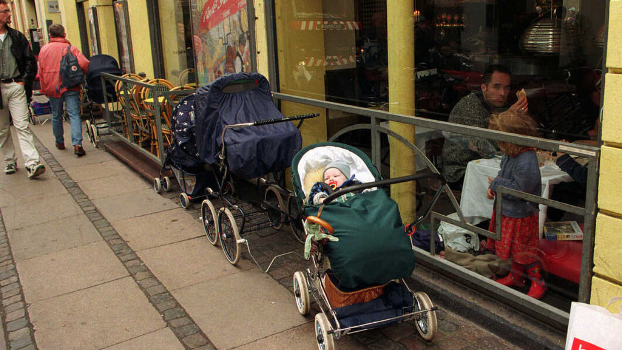 baby prams outside restaurant