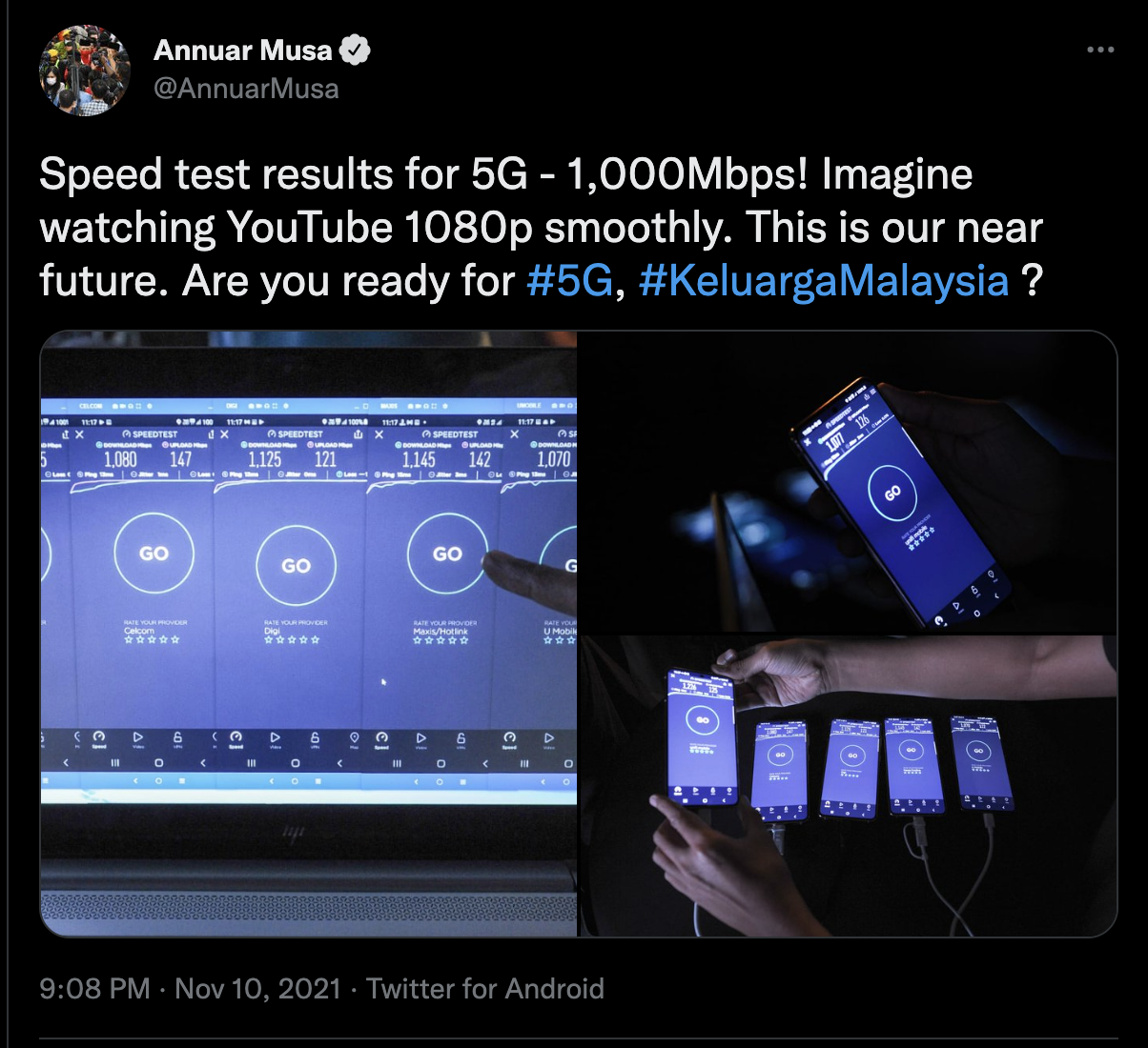 annuar musa tweet 5g speed