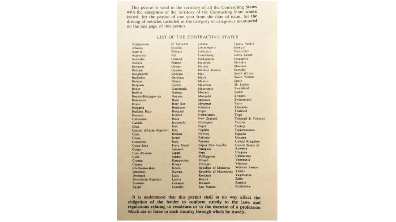 countries where Malaysian international driving permit can be used