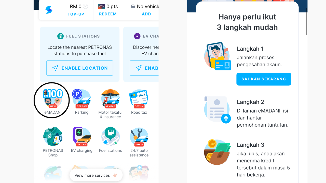 claim rm100 emadani setel