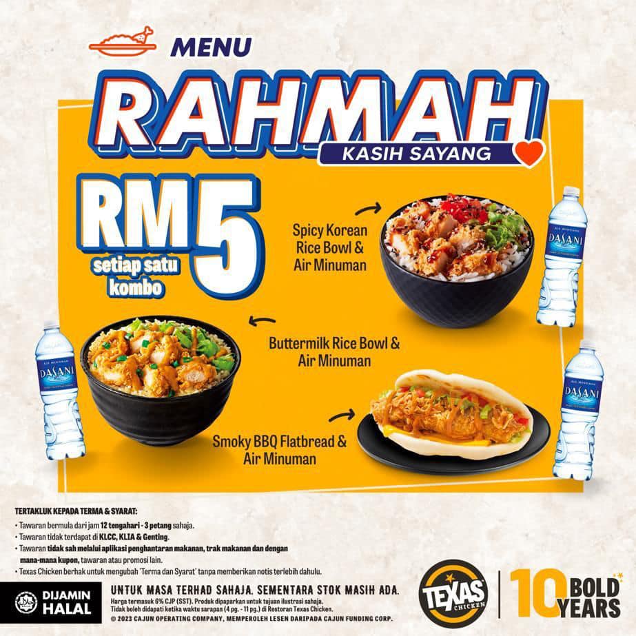 texas chicken menu rahmah