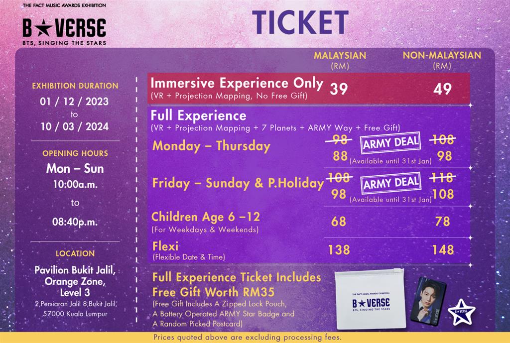 bverse ticket price