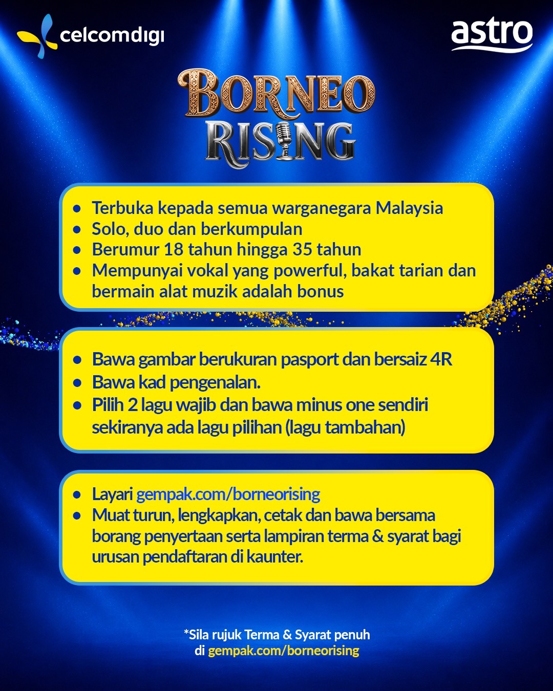 Poster Ujibakat Terbuka Borneo Rising 3